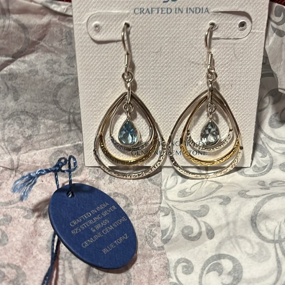NWOT sterling & topaz earrings - Picture 2 of 3